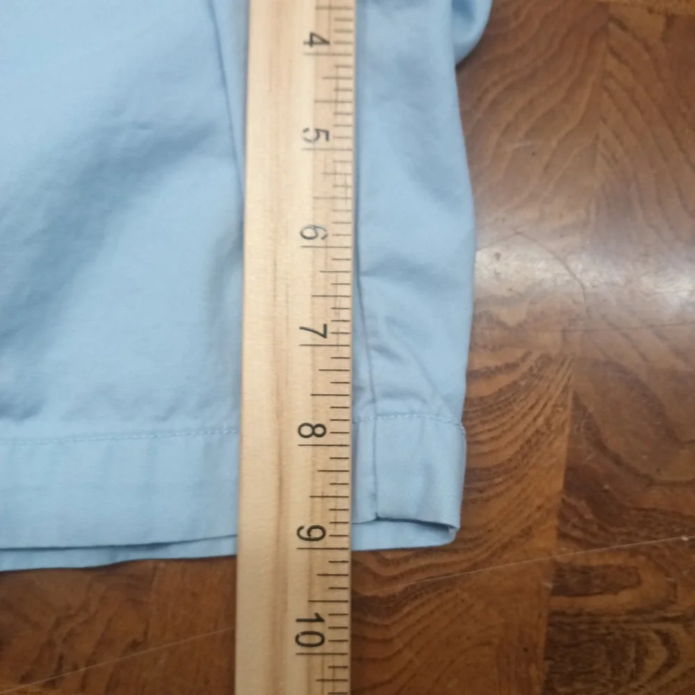 Peter Millar Mens 34 Light Blue Pima Cotton Flat Front Chino Shorts 9 Inseam